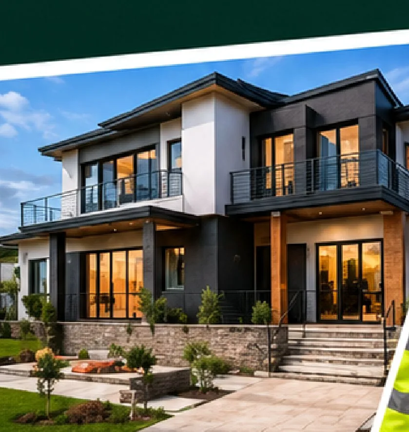 Completed double-storey residential home at dusk